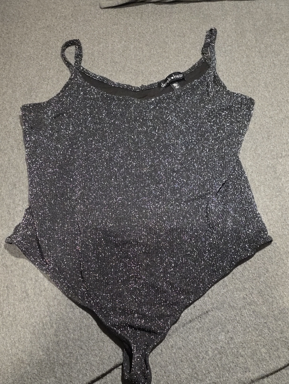 Derek Heart Shimmery Black Sparkle Bodysuit